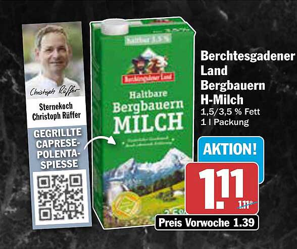 Berchtesgadener Land Bergbauern H-Milch 1,5/3,5 % Fett 1 l Packung