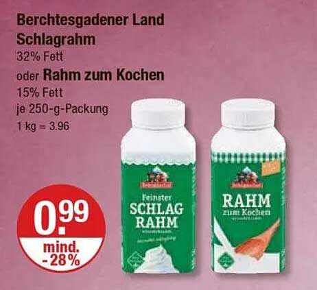 Berchtesgadener Land Schlagrahm 250 g oder Rahm zum Kochen 250 g