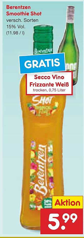 Berentzen Smoothie Shot - verschiedene Sorten 15% Vol. (0,75 Liter)