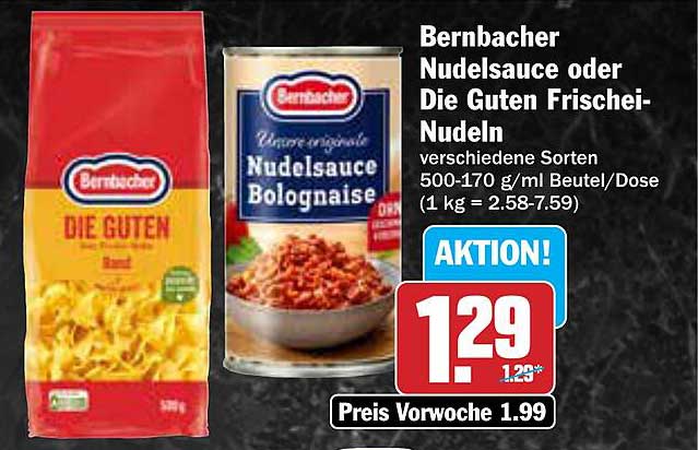 Bernbacher Nudelsauce oder Die Guten Frische-Nudeln