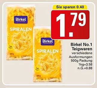 Birkel No.1 Teigwaren verschiedene Ausformungen 500g Packung