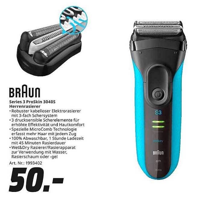 Braun Series 3 ProSkin 3040S Herrenrasierer