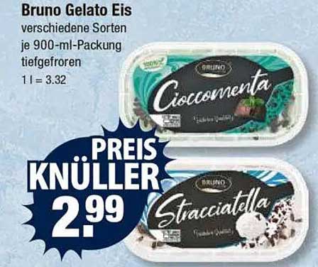 Bruno Gelato Eis verschiedene Sorten je 900-ml-Packung tiefgefroren