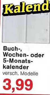 Buch-, Wochen- oder 5-Monatskalender – versch. Modelle