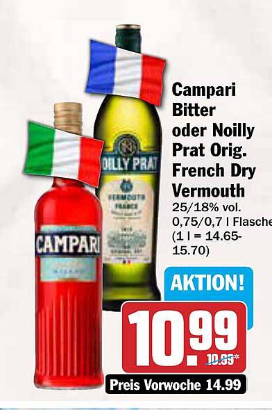 Campari Bitter oder Noilly Prat Orig. French Dry Vermouth