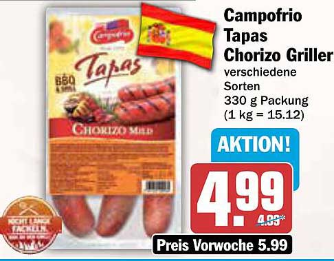 Campofrio Tapas Chorizo Griller verschiedene Sorten 330 g