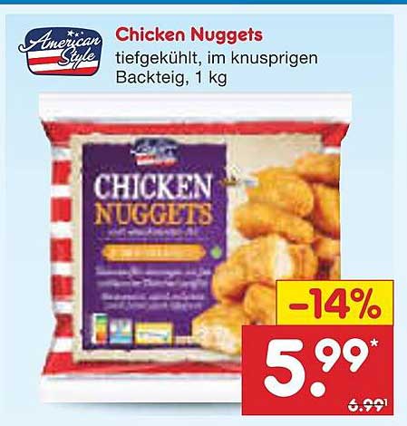 Chicken Nuggets - tiefgekühlt, im knusprigen Backteig, 1 kg