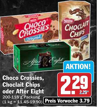 Choco Crossies, Choclit Chips oder After Eight