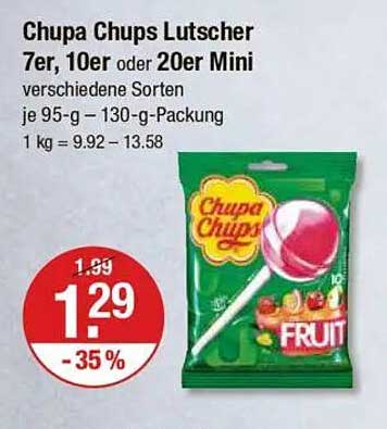 Chupa Chups Lutscher 7er, 10er oder 20er Mini – verschiedene Sorten