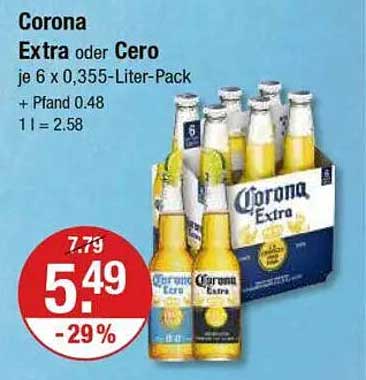 Corona Extra oder Cero - 6 x 0,355-Liter-Pack
