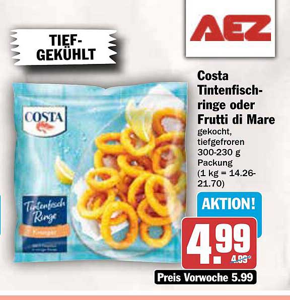Costa Tintenfischringe oder Frutti di Mare – 300-230 g Packung