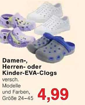 Damen-, Herren- oder Kinder-EVA-Clogs - verschieden Modelle und Farben