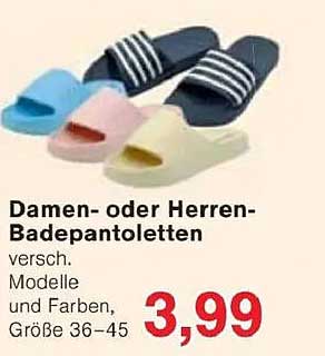 Damen- oder Herren-Badepantoletten – verschiedene Modelle und Farben