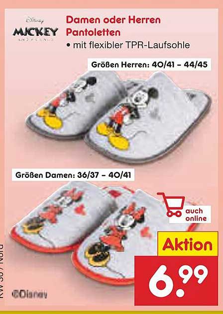 Damen oder Herren Pantoletten mit Mickey Mouse Design
