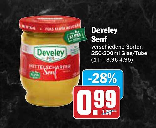 Develey Senf verschiedene Sorten 250-200ml Glas/Tube