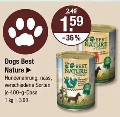 Dogs Best Nature Hundenahrung, nass, verschiedene Sorten je 400-g-Dose