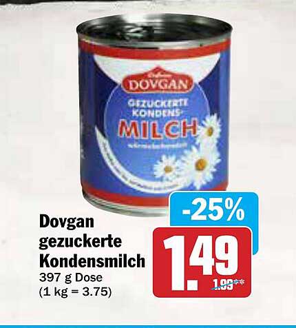 Dovgan gezuckerte Kondensmilch 397 g Dose