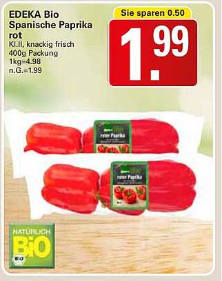 EDEKA Bio Spanische Paprika rot 400g