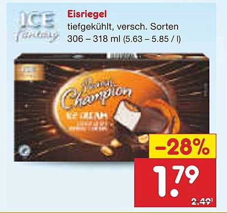 Eisriegel, tiefgekühlt, verschiedene Sorten 306 – 318 ml