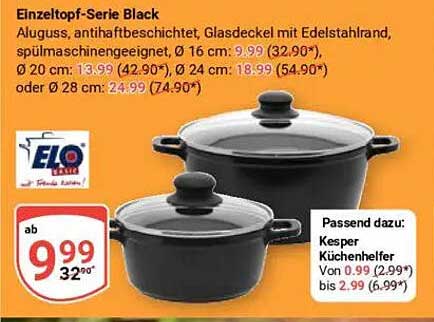 ELO Einzeltopf-Serie Black - Aluguss Antihaftbeschichtet