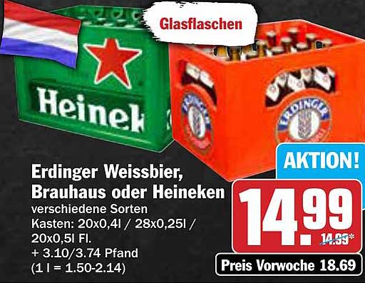 Erdinger Weissbier, Brauhaus oder Heineken - Kastenangebot