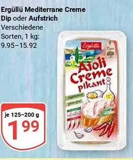 Ergüllü Mediterrane Creme Dip oder Aufstrich, verschiedene Sorten, 125-200 g