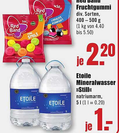 Etoile Mineralwasser „Still“ 5 l für nur 1,00 €