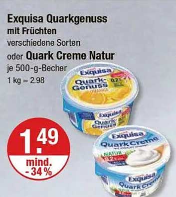 Exquisa Quarkgenuss mit Früchten oder Quark Creme Natur je 500-g-Becher