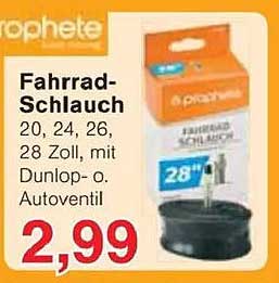 Fahrrad-Schlauch 20, 24, 26, 28 Zoll, mit Dunlop- o. Autoventil
