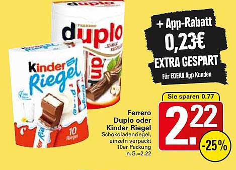 Ferrero Duplo oder Kinder Riegel 10er Packung