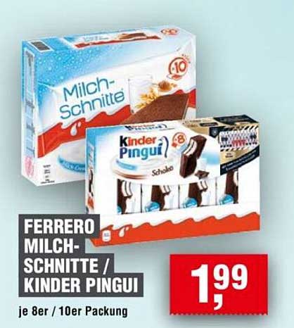 Ferrero Milch-Schnitte / Kinder Pingui - je 8er / 10er Packung