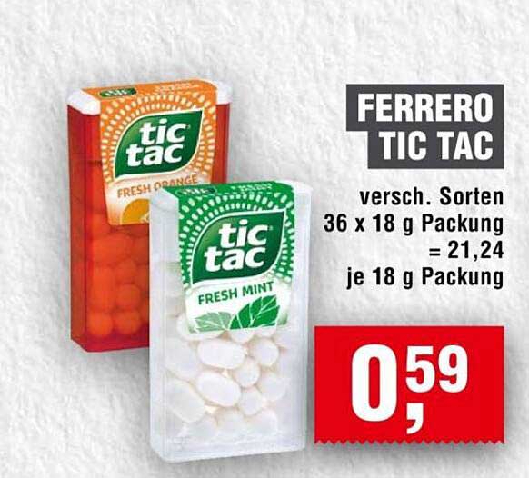 Ferrero Tic Tac - verschiedene Sorten