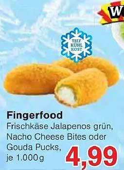 Fingerfood - Frischkäse Jalapenos, Nacho Cheese Bites oder Gouda Pucks, je 1.000g