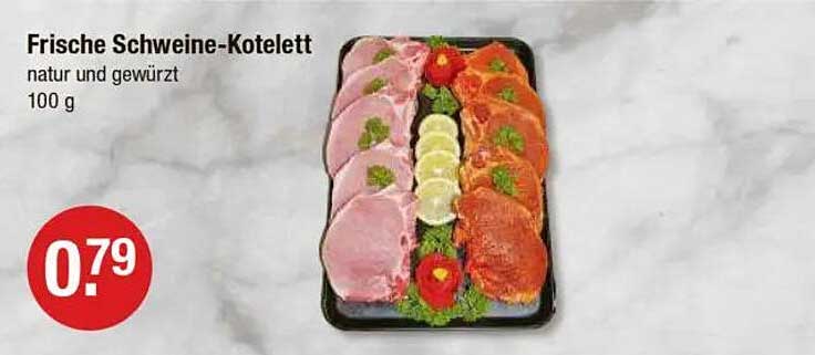 Frische Schweine-Koteletts natur und gewürzt