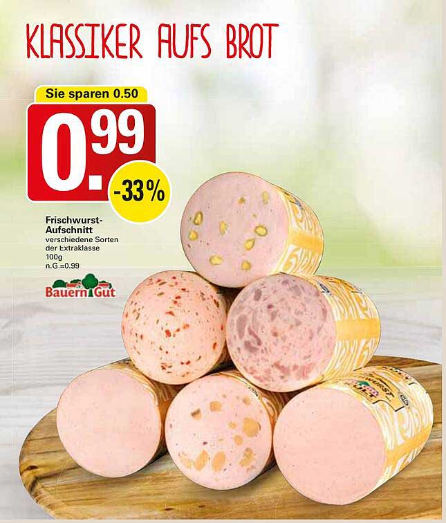 Frischwurst-Aufschnitt verschiedene Sorten der Extraklasse 100g
