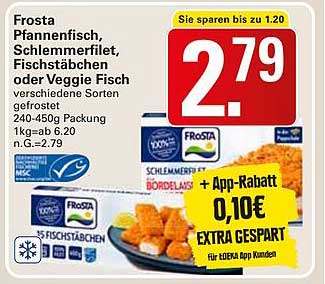 Frosta Pfannenfisch, Schlemmerfilet, Fischstäbchen oder Veggie Fisch 240-450g - Ab 2,79€