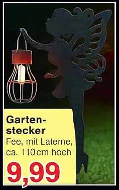 Gartenstecker Fee, mit Laterne, ca. 110cm hoch