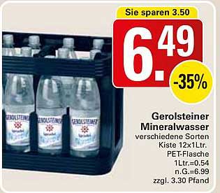 Gerolsteiner Mineralwasser verschiedene Sorten Kiste 12x1Ltr.