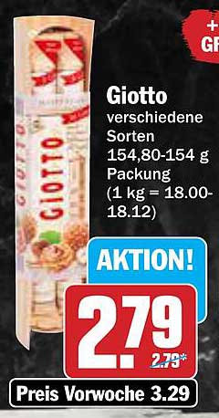 Giotto verschiedene Sorten 154,80-154 g Packung