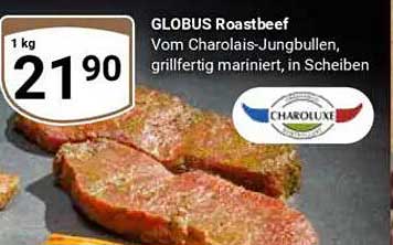 GLOBUS Roastbeef vom Charolais-Jungbullen, grillfertig mariniert in Scheiben