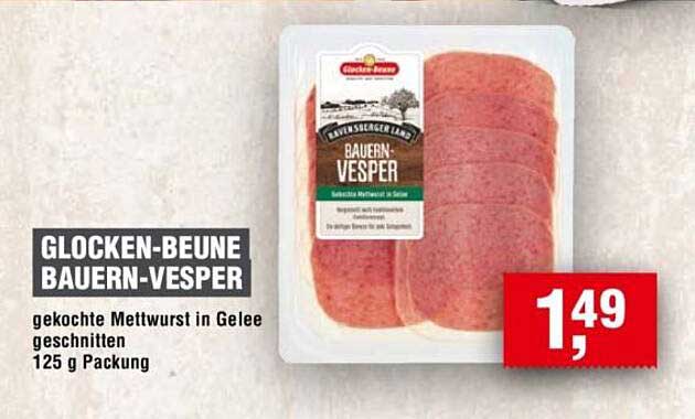 GLOCKEN-BEUNE BAUERN-VESPER - gekochte Mettwurst in Gelee, 125 g Packung