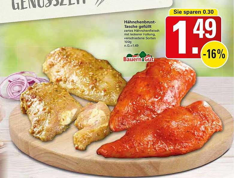 Hähnchenbrust-Tasche gefüllt - zartes Hähnchenfleisch mit leckerer Füllung