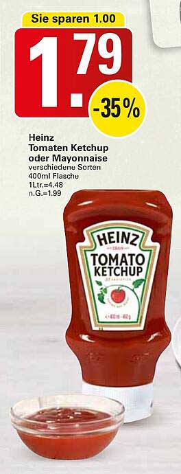 Heinz Tomaten Ketchup oder Mayonnaise 400ml Flasche