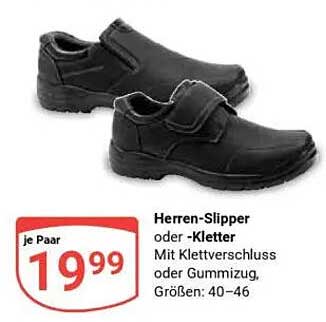 Herren-Slipper oder -Kletter mit Klettverschluss oder Gummizug, Größen: 40-46