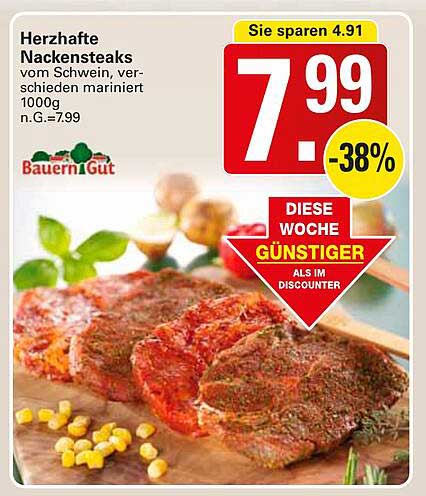 Herzhafte Nackensteaks vom Schwein, verschieden mariniert 1000g