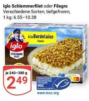 Iglo Schlemmerfilet oder Filegro, tiefgefroren, 240-380 g