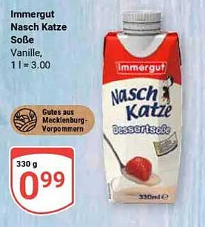 Immergut Nasch Katze Soße, Vanille - 330 g für nur 0,99 €