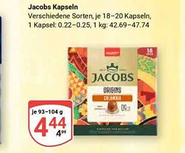 Jacobs Kapseln, verschiedene Sorten, je 18–20 Kapseln