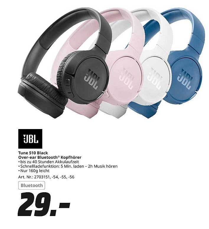 JBL Tune 510 Black Over-ear Bluetooth® Kopfhörer