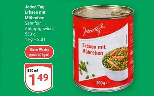 Jeden Tag Erbsen mit Möhrchen 850 ml